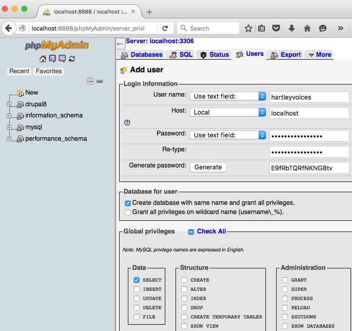 add mysql user and create database